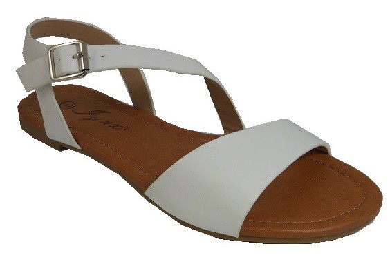 WHT LADIES BKSTRAP SANDALS