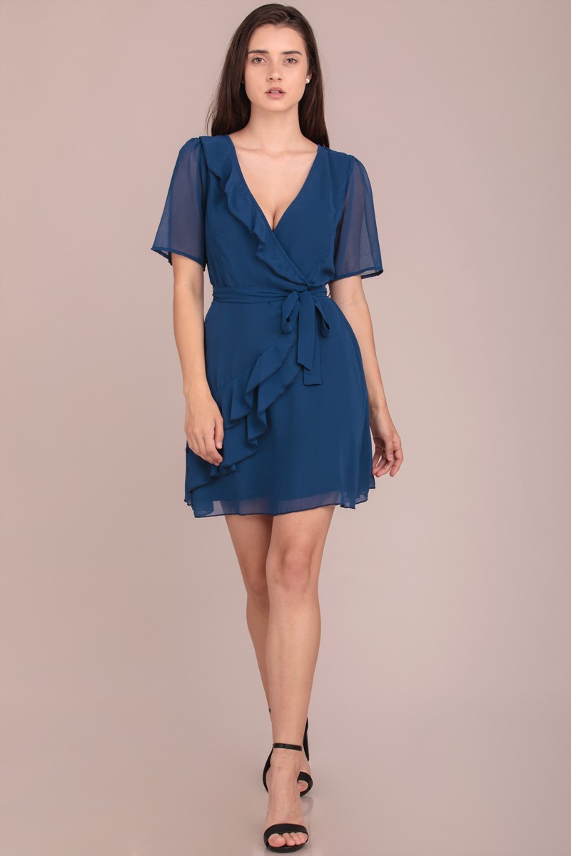 RUFFLE WRAP DRESS