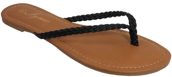 PLATTED THONG SANDALS