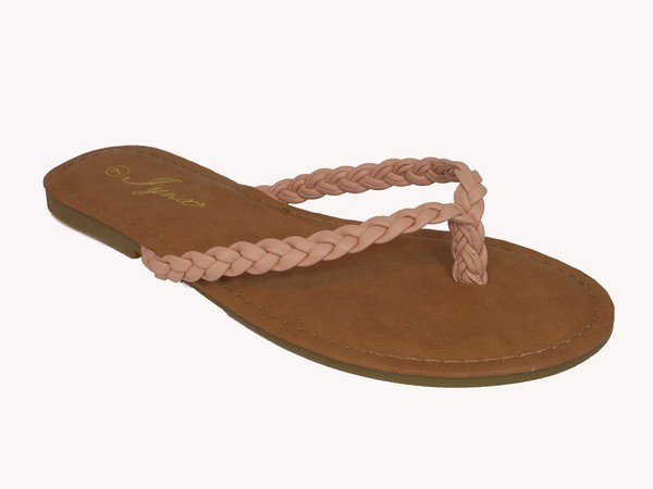 PLATTED THONG SANDALS