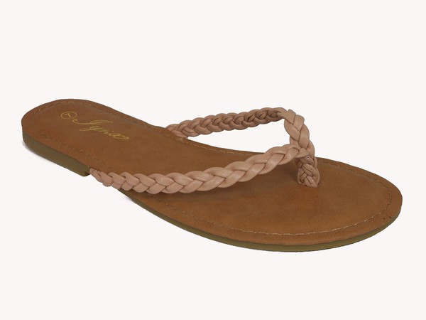 PLATTED THONG SANDALS