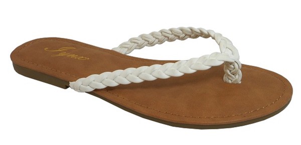 PLATTED THONG SANDALS