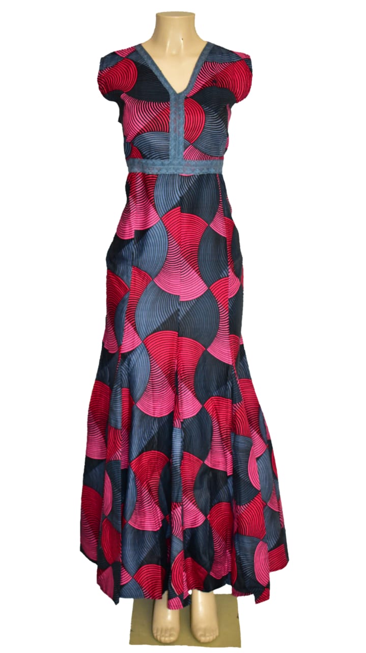 Long Ankara dress with lace