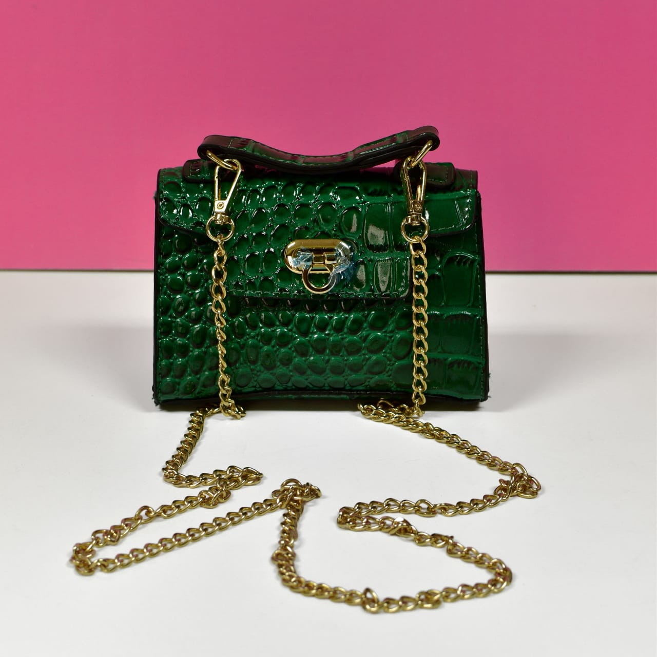 Mini Green Croc Print Purse