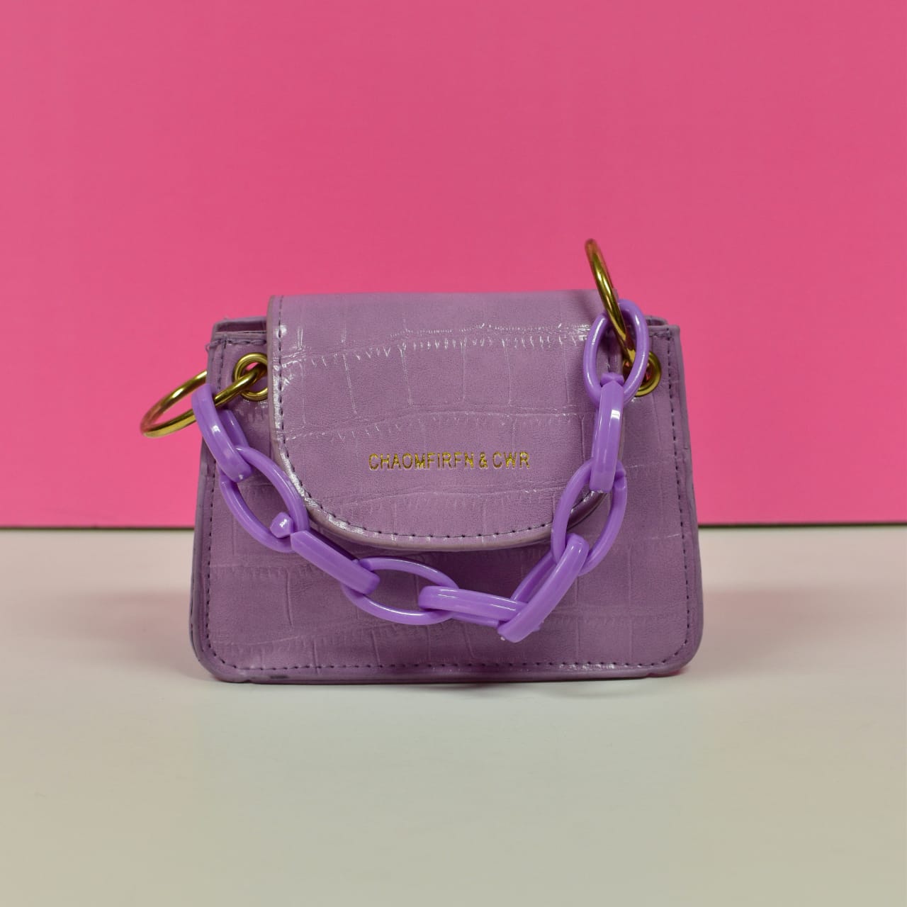 Mini Purple CrocPrint Purse