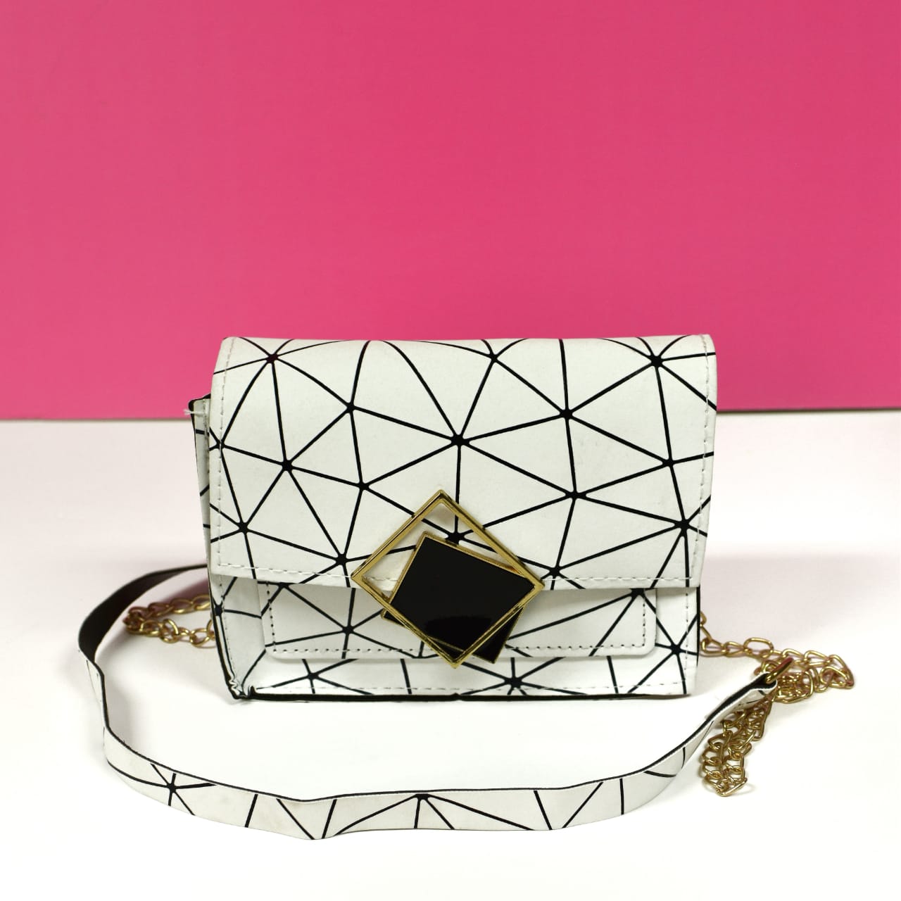 White Abstract Lines Purse