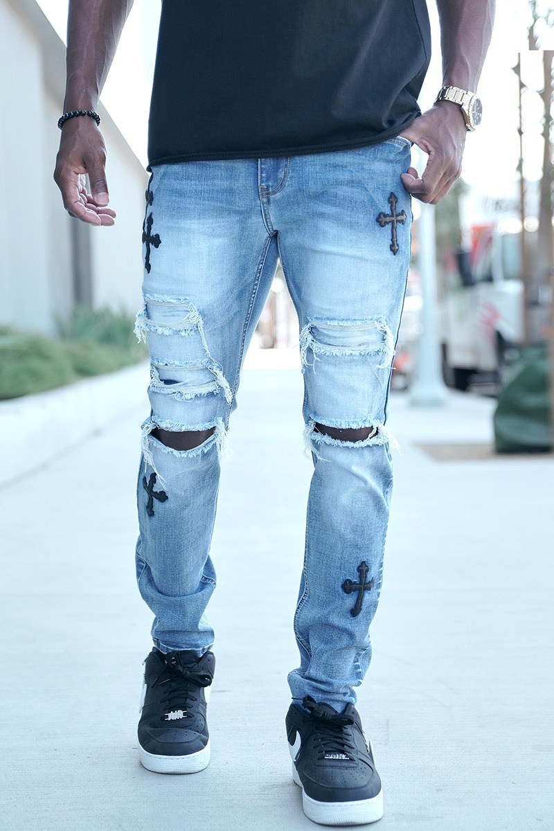 MENS CROSS PATCH DENIM