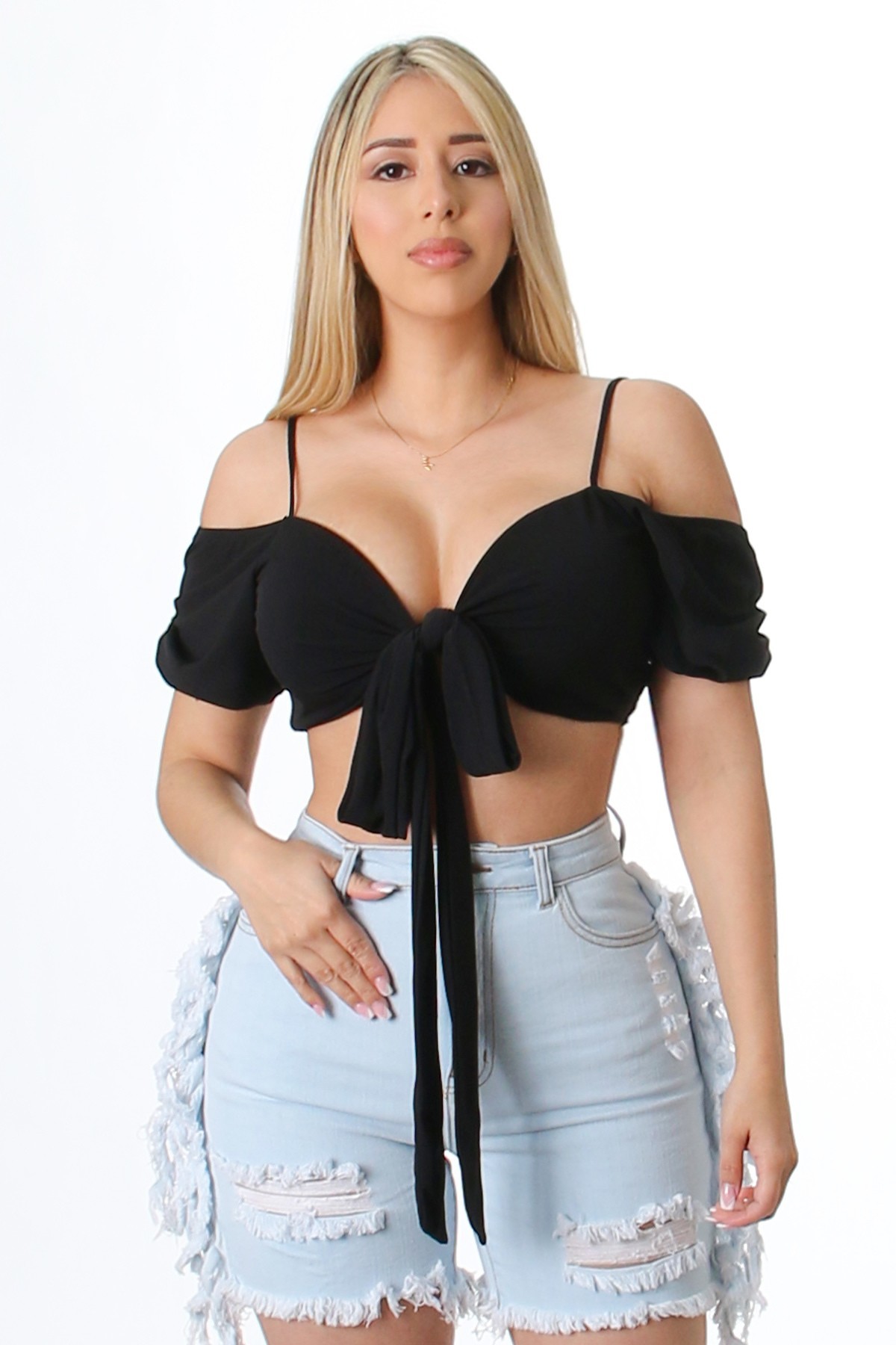 COLD SHOULDER CROP TOPS