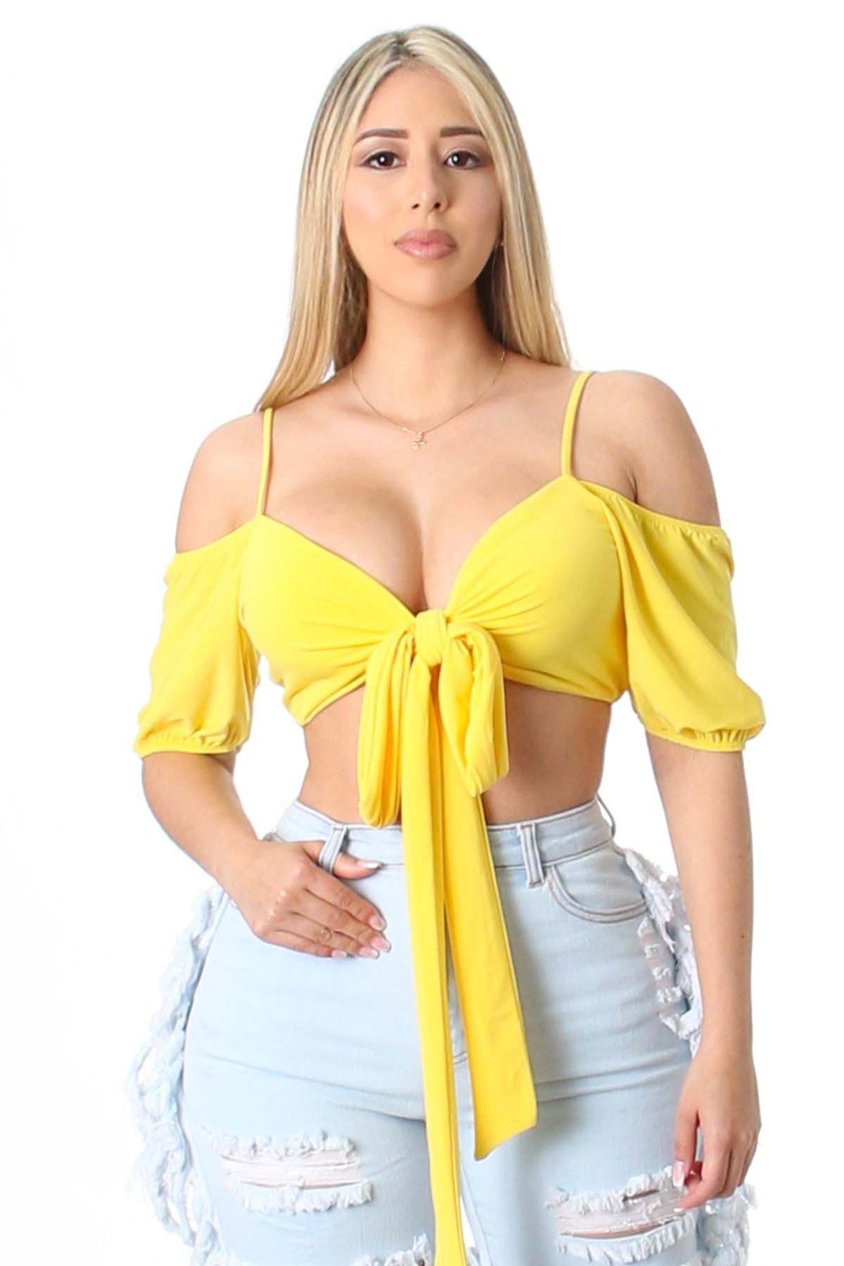 COLD SHOULDER CROP TOPS