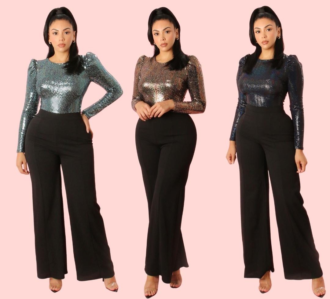 LS GLITTER JUMPSUITS