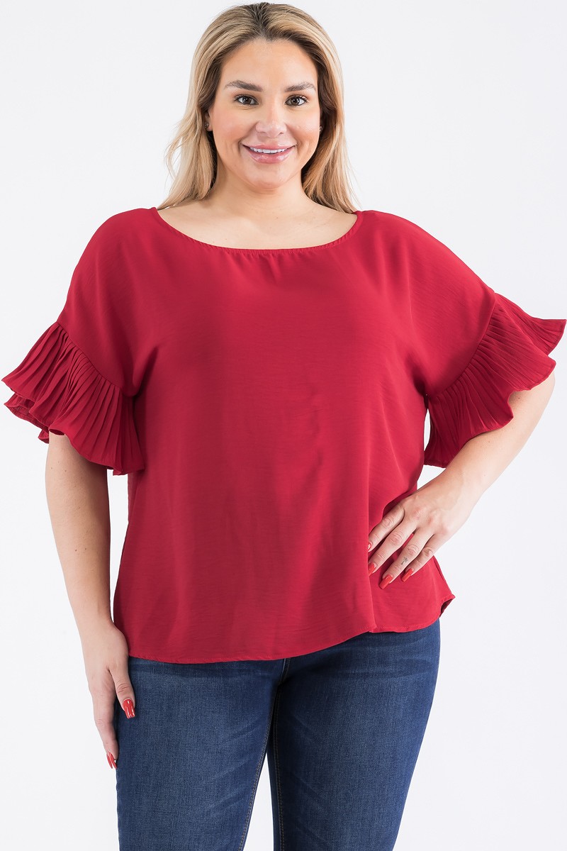 PLUS PLEATED SLV TOPS