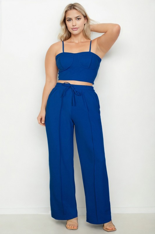 PLUS CROP CAMI PANTS SET