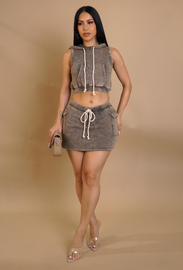 LADIES HODDIE CARGO SKIRT SET