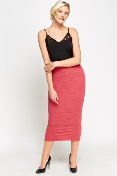 RIBBED MIDI SKIRT